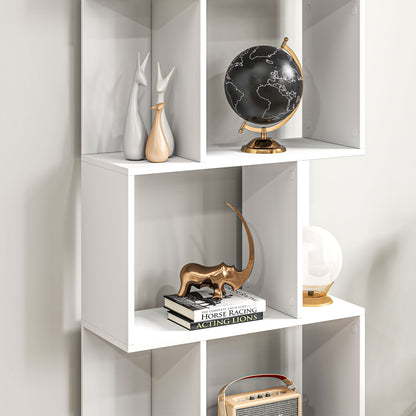 Matosu Wood White 5 Tier S ShaFauxd Freestanding Bookcase Display Unit