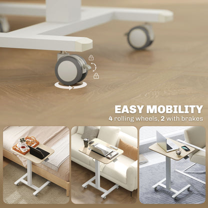 Coviro Small 65cm White And Wood Effect Desk Adjustable Height