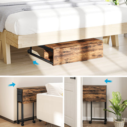 Saha 80cm Wooden Rustic Brown Drop Leaf Writing Desk