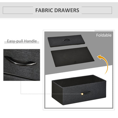 Ranotte Wooden Black 3 Fabric Drawer Storage Chest With Shelf