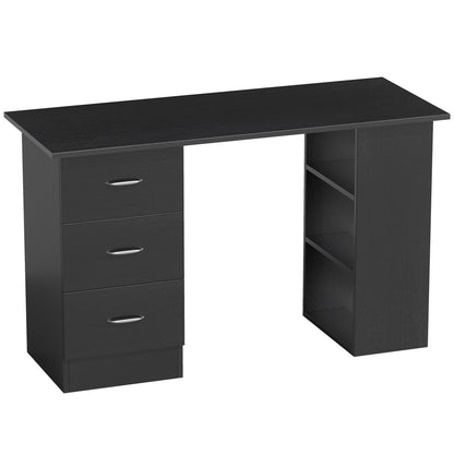 Tonosa 120cm Wooden Black Study Desk With 3 Shelves And 3 Drawers