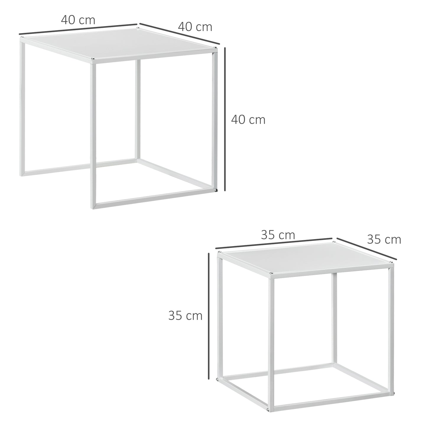 Ekmone  Metal And Wood White Square Nesting Coffee Tables Set Of 2
