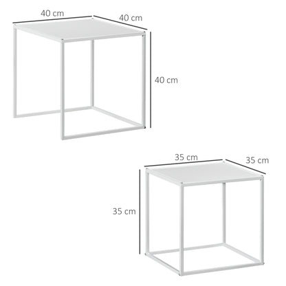 Ekmone  Metal And Wood White Square Nesting Coffee Tables Set Of 2