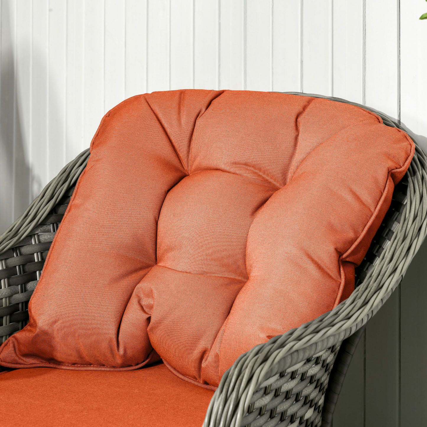 Yoro Grey Rattan Orange 4 Seater Outdoor Sofa Set With Glass Coffee Table