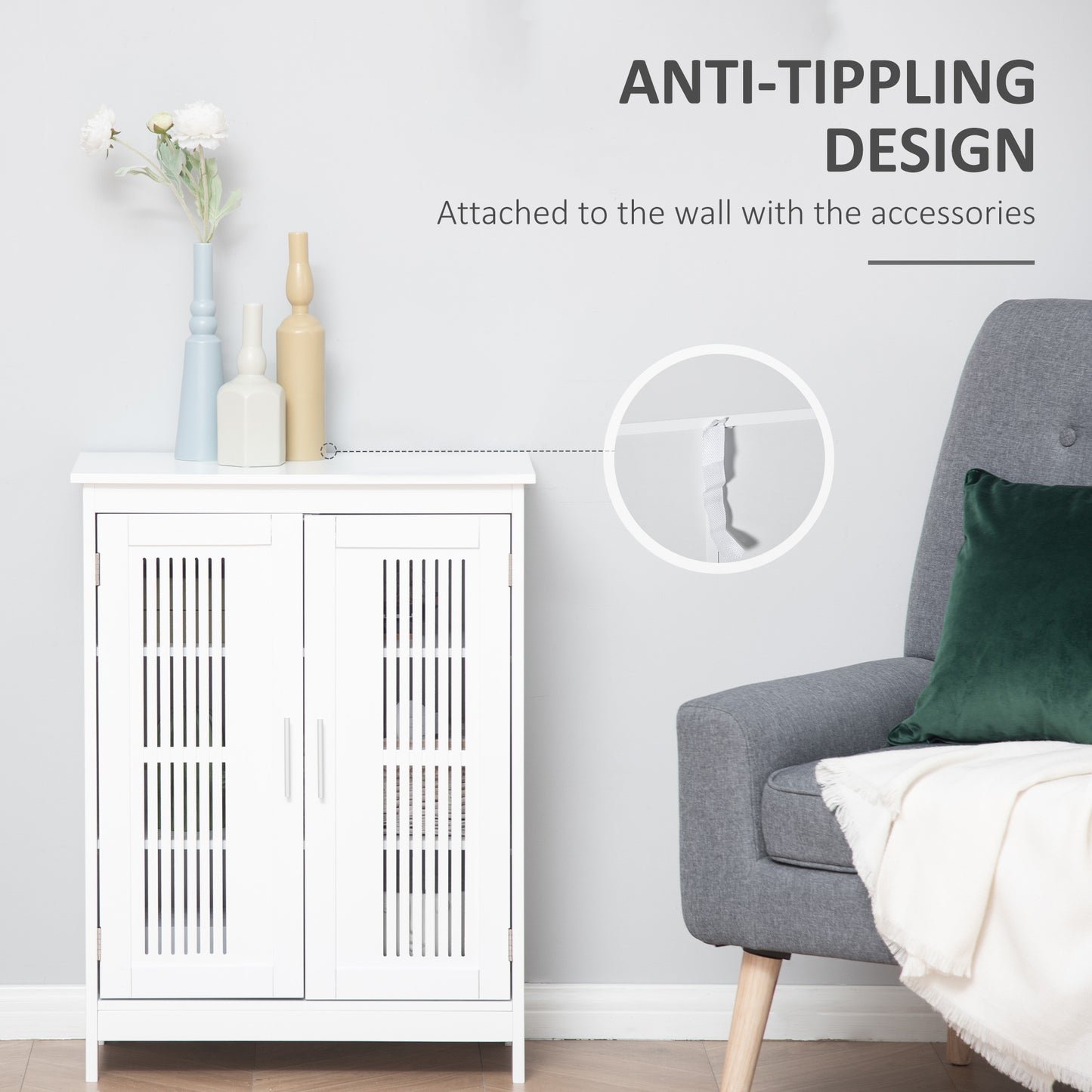 Vaco Modern White Bathroom Floor Storage Cabinet