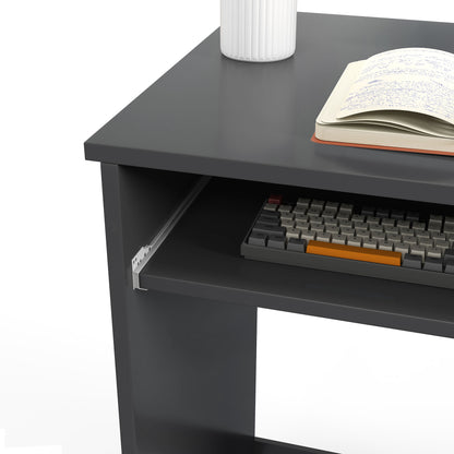 Rami 80cm Grey Compact Study Desk With Keyboard Tray And Drawer Storage