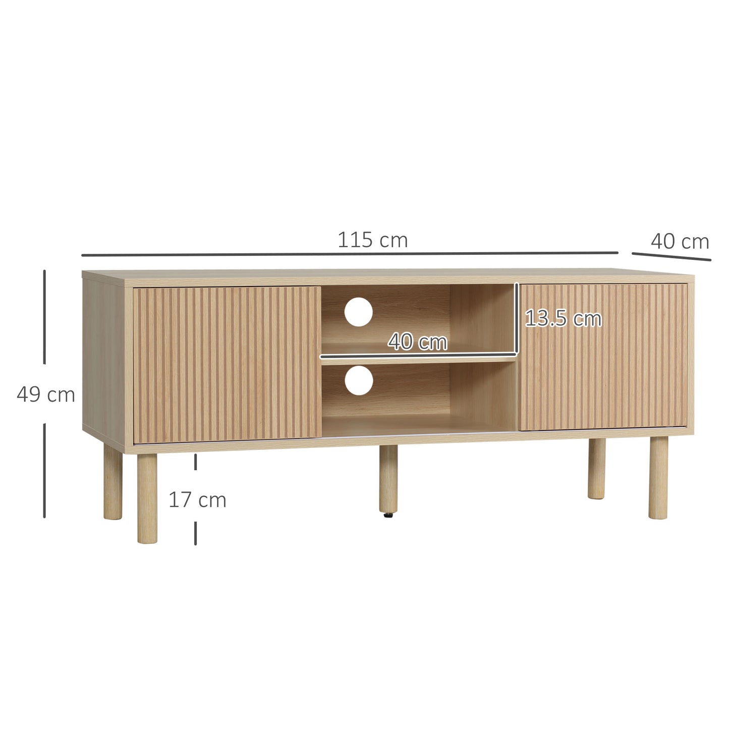 Rodo Wooden Oak Effect TV Storage Unit With Sliding Door Design