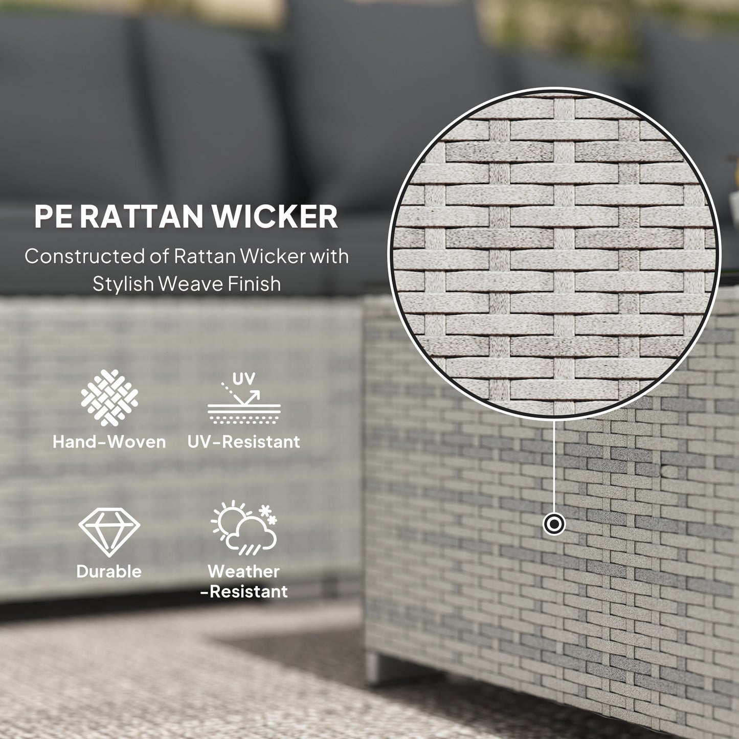 Lemi Rattan Mixed Grey 5 Seater Outdoor Corner Sofa Set With Cushions