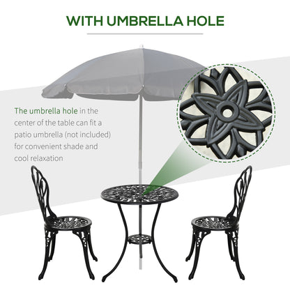 Malutte 3 Piece Aluminium Floral Bistro Garden Set In Black