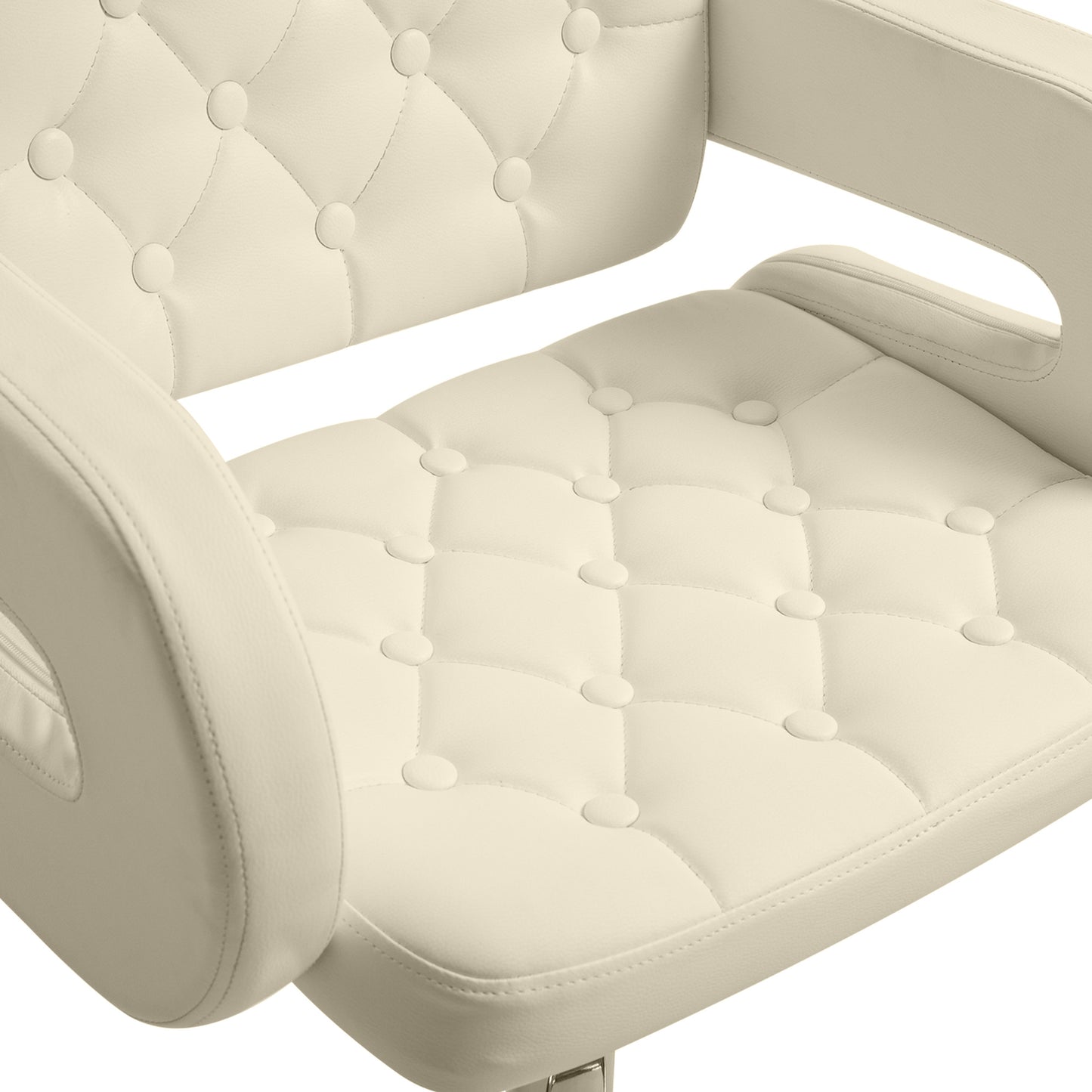 Senoke Faux Leather White Adjustable Swivel Bar Stools Set Of 2 With Back And Arm Support