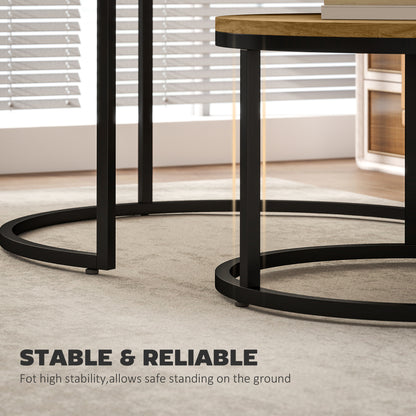 Lenima Rato Set Of 2 Natural Brown Wood Effect Nesting Tables