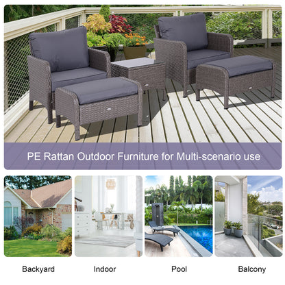 Vivimavi Rattan Grey 2 Seater Outdoor Bistro Set