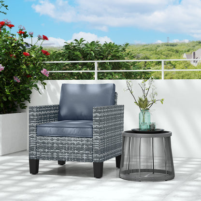 Resa Rattan Grey Single Outdoor Armchair With Cushion