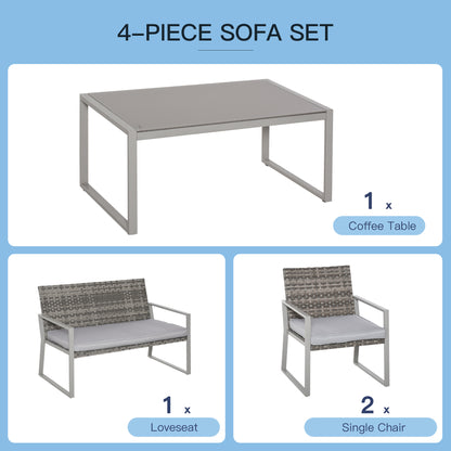 Kelusu Rattan 5 Seater Garden Furniture Sofa Set with 2 Armchairs and Coffee Table
