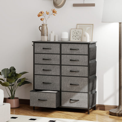 Babara Fabric And Metal Charcoal Grey 10 Drawer Storage Chest