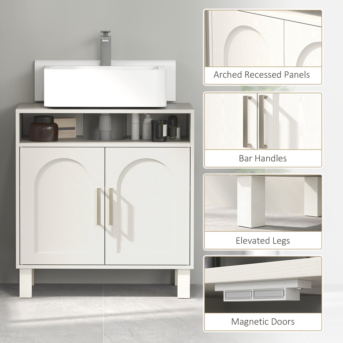 Nenola Cream White Under Sink Storage Cabinet For Basin