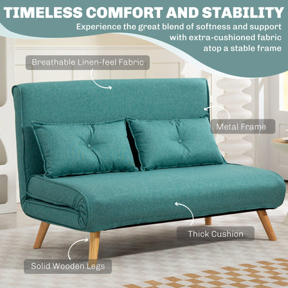 Baroma Tadi Linen Look Green 2 Seater Sofa Bed