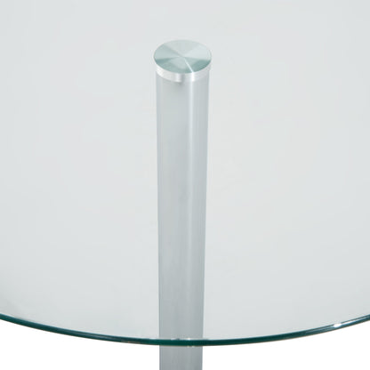Diliha Metal And Glass Clear Round Dining Table With Steel Base For Compact Spaces