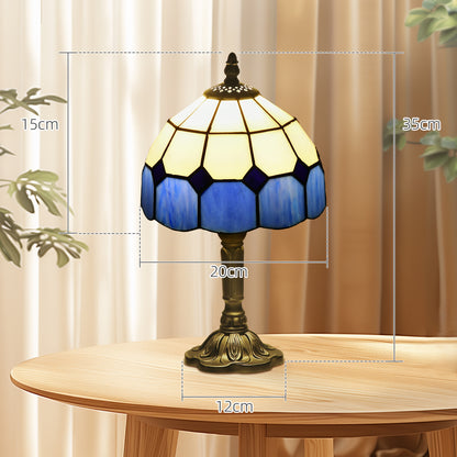 Lonema Glass And Metal White And Blue Art Deco Style Table Lamp