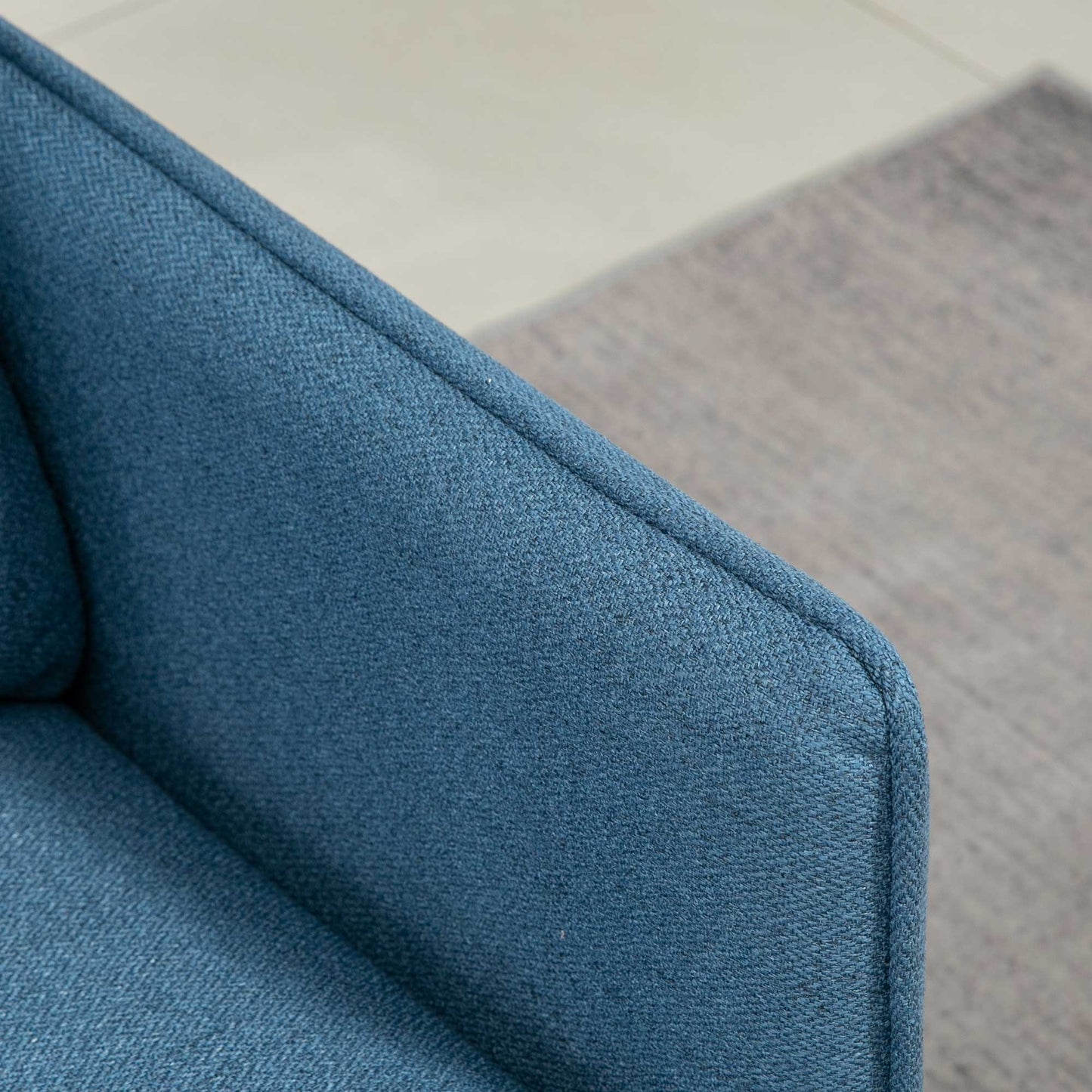 Mado Fabric Dark Blue Button Tufted 2 Seater Sofa With Cushions And Steel Legs