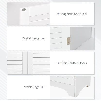 Vihave Kafi Tall Freestanding Bathroom Cabinet With Shutter Doors And Raised Base White