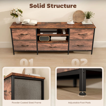 Beladen 140cm Industrial Multi Storage TV Stand In Brown Grey And Black