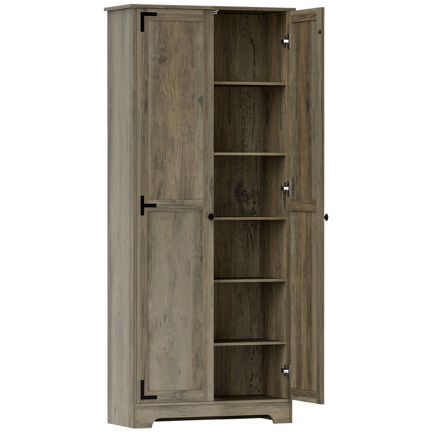 Soniso Wood Effect Tall Farmhouse Kitchen Pantry Cabinet 10 Shelves 2 Doors
