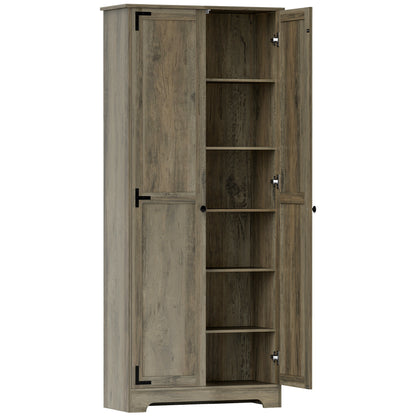 Soniso Wood Effect Tall Farmhouse Kitchen Pantry Cabinet 10 Shelves 2 Doors
