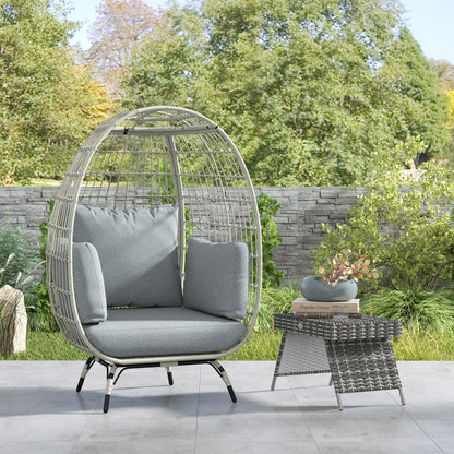 Tomova Grey Rattan Rope Grey Egg Chair with Cushions And Matching Pillows