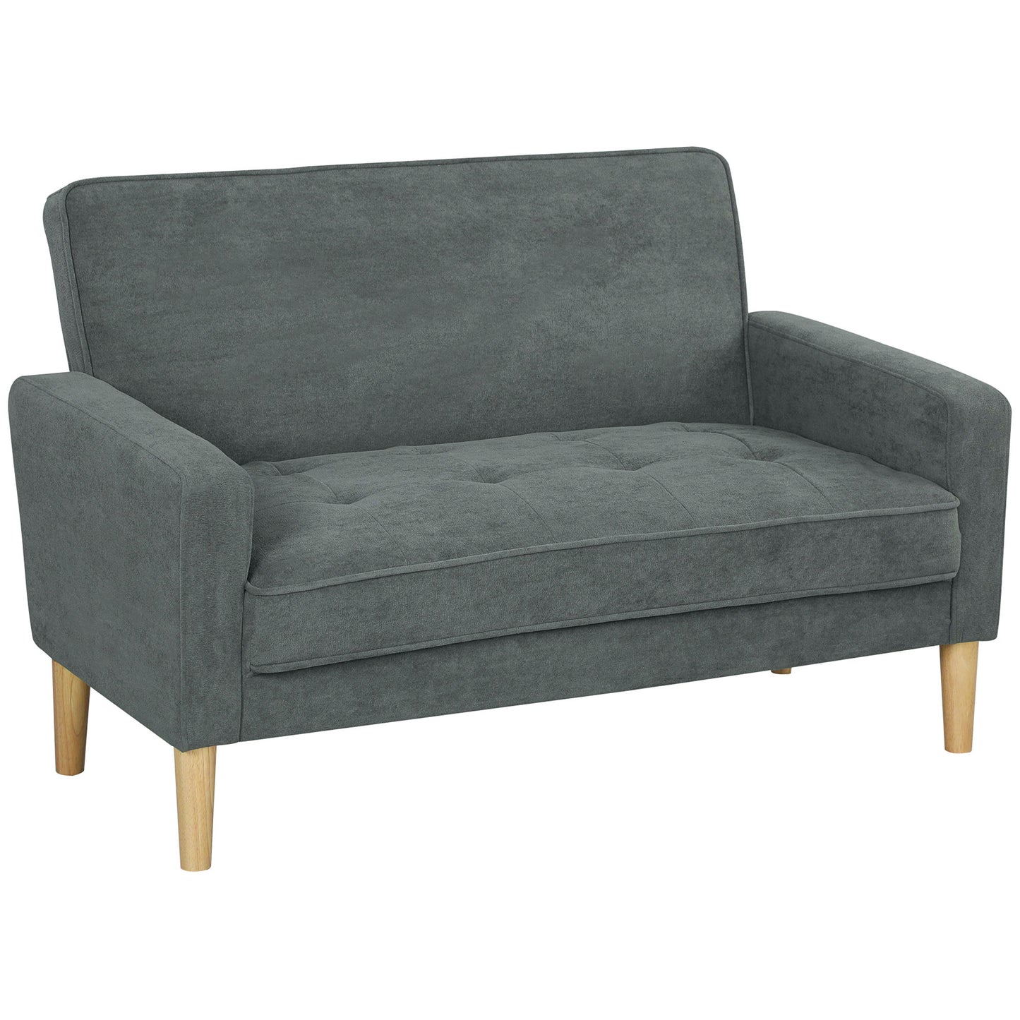 Pafa Dark Grey Velvet  Upholstered 2 Seater Sofa Natural Wooden Legs