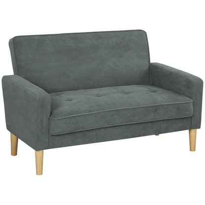 Pafa Dark Grey Velvet  Upholstered 2 Seater Sofa Natural Wooden Legs