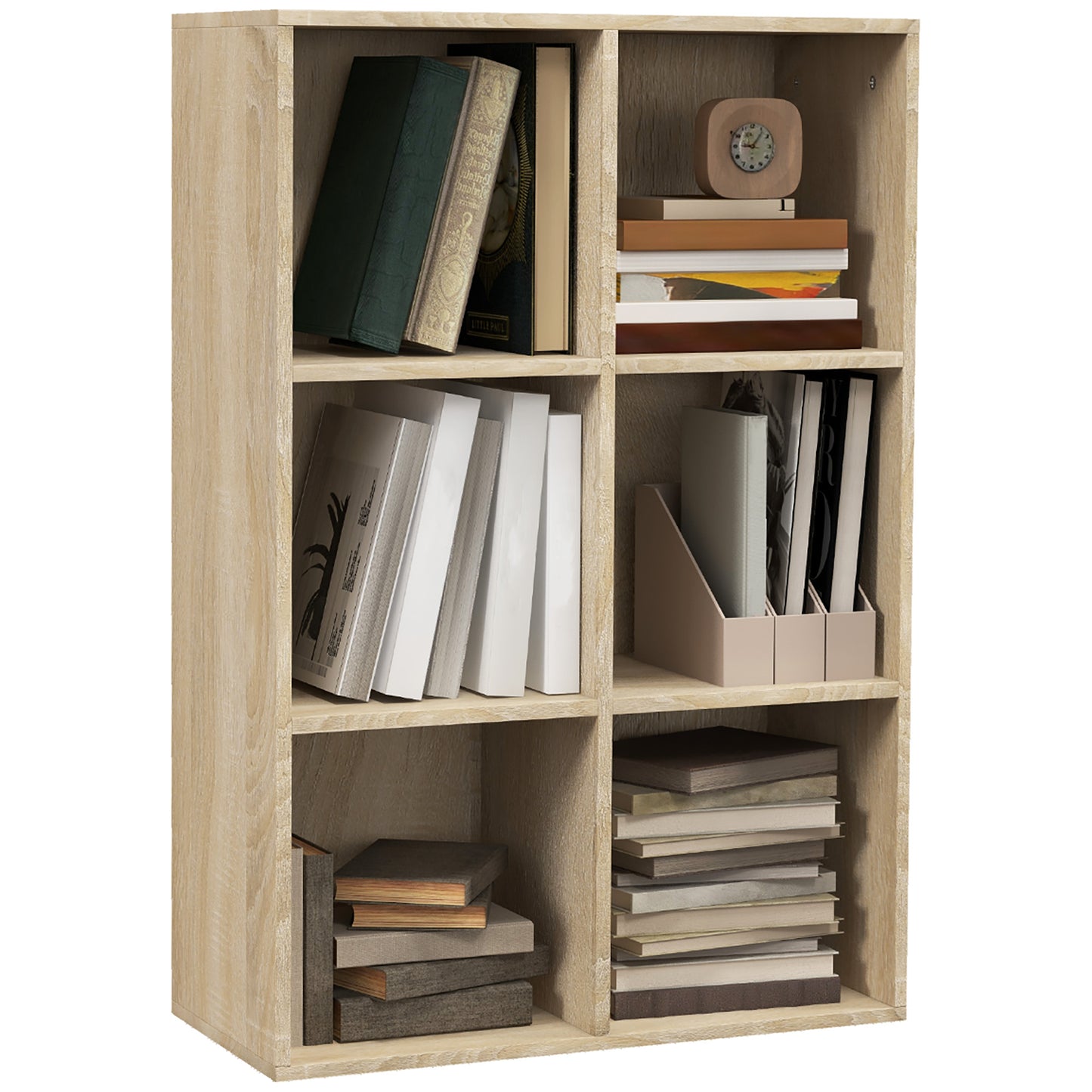Nafino Ledi Wood Oak Effect 6 Cube Storage Bookcase