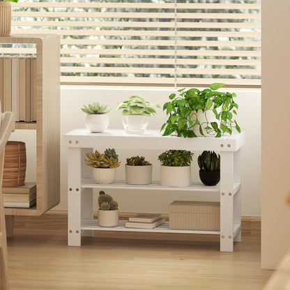 Riyo White Bamboo 2 Tier Shoe Storage Bench