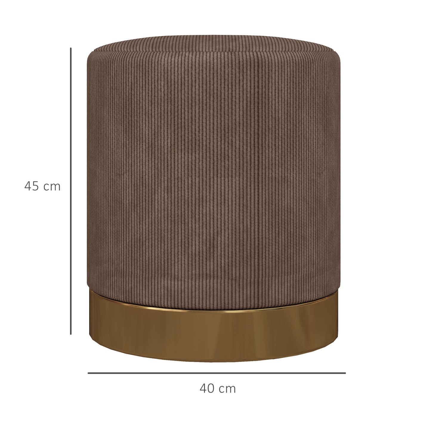 Tamo Bala Corduroy Brown Soft Padded Footstool Gold Accent