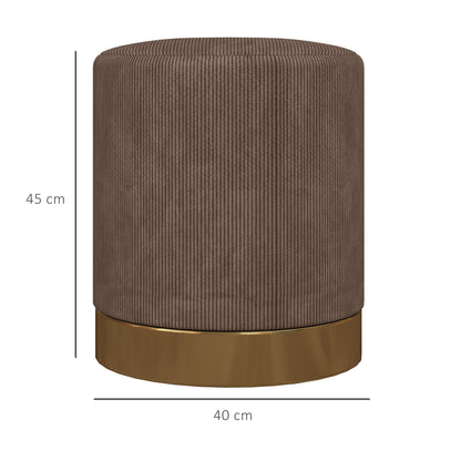Tamo Bala Corduroy Brown Soft Padded Footstool Gold Accent