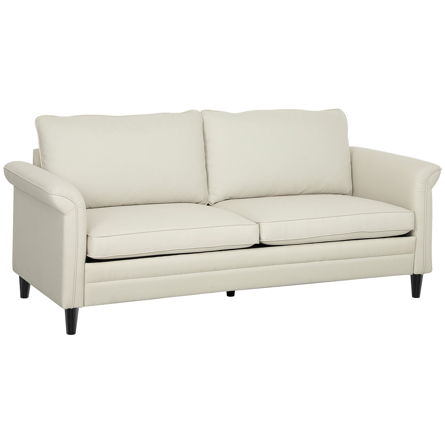 Totake Saro Cream Fabric 3 Seater Sofa With Spring Cushions And Black Legs