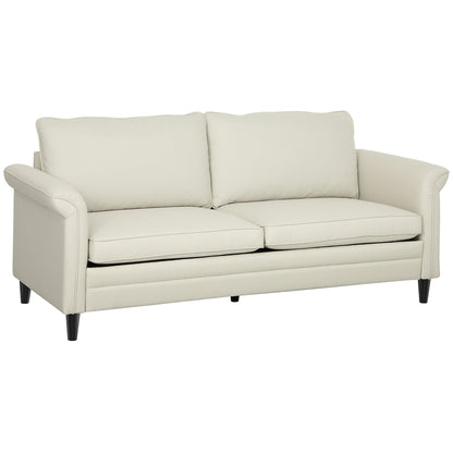 Totake Saro Cream Fabric 3 Seater Sofa With Spring Cushions And Black Legs