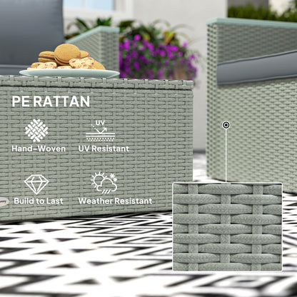 Zisupa Rattan Grey 4 Seater Outdoor Garden Sofa Set With Coffee Table