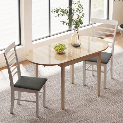 Fico Solid Wood Natural Drop Leaf Dining Table Seating 4 To 6
