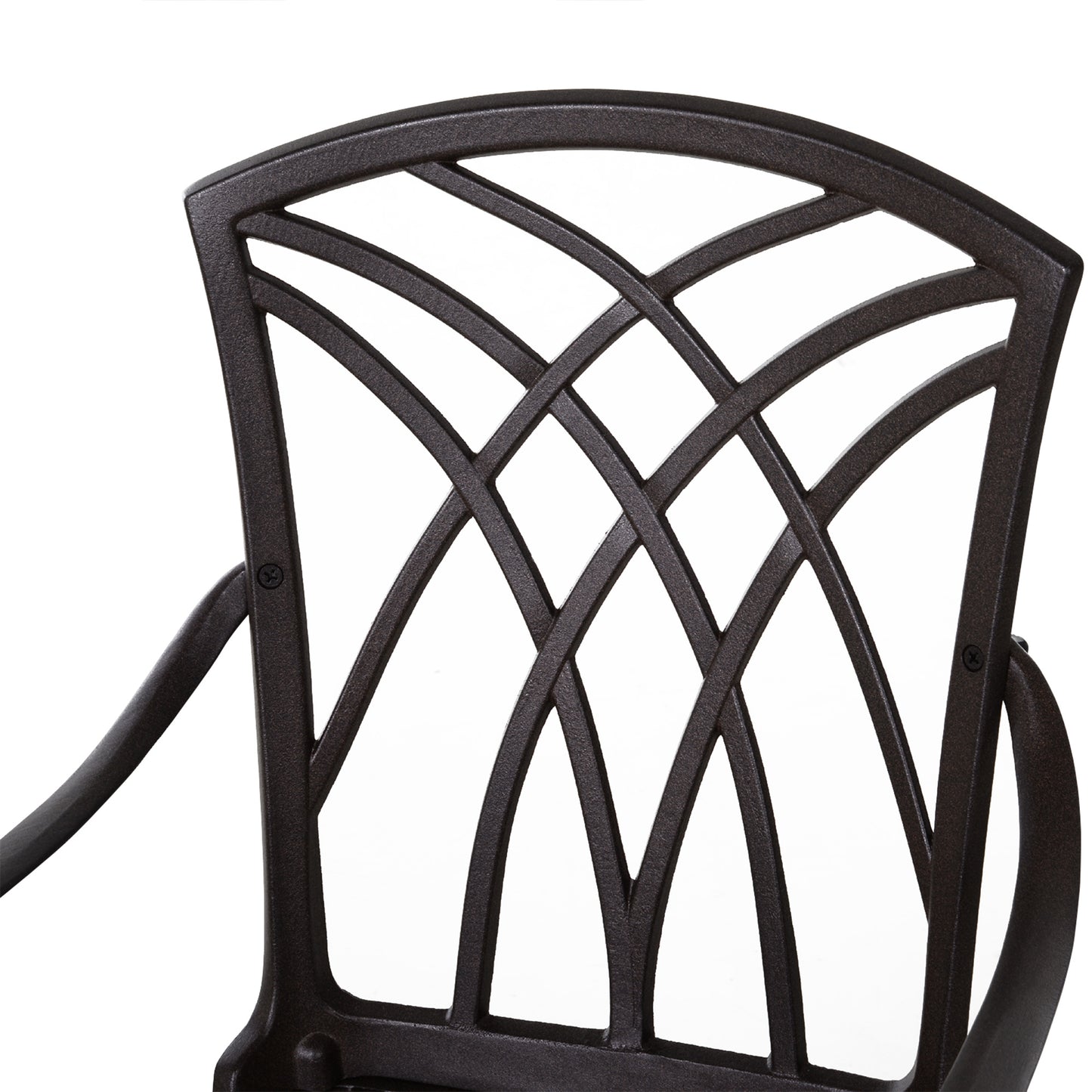 Rohafa Brown Cast Aluminium Brown 4 Seater Garden Dining Set With Armchairs And Round Table