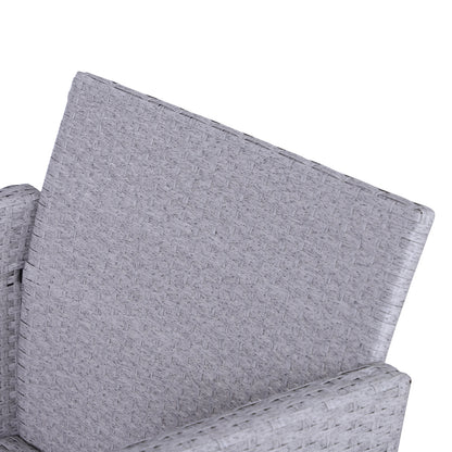 Sonova Faux Rattan Grey And White Stripes 5 Piece Outdoor Bistro Set Stools and Glass Table