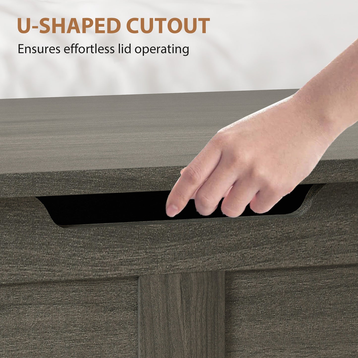 Cosoli Charcoal Grey Wood Effect Storage Chest With Safety Hinges 100 Litre