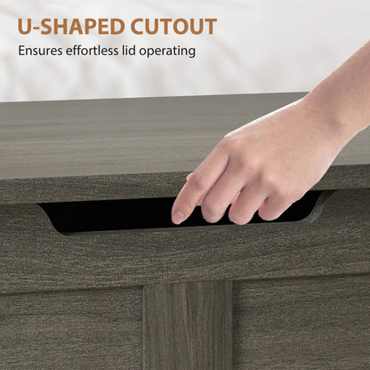 Cosoli Charcoal Grey Wood Effect Storage Chest With Safety Hinges 100 Litre