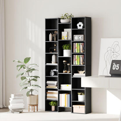 Faelsu Nota Wooden Black Twenty One Compartment Storage Bookcase