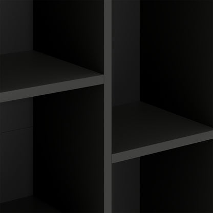 Vakeri Wood Black 2 Tier Bookcase With 5 Storage Compartments