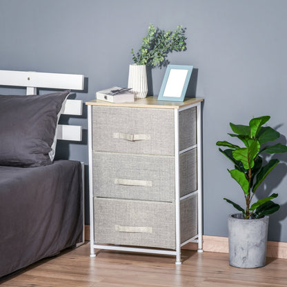 Sula White Metal and Natural Oak 3 Tier Linen Drawer Storage Unit