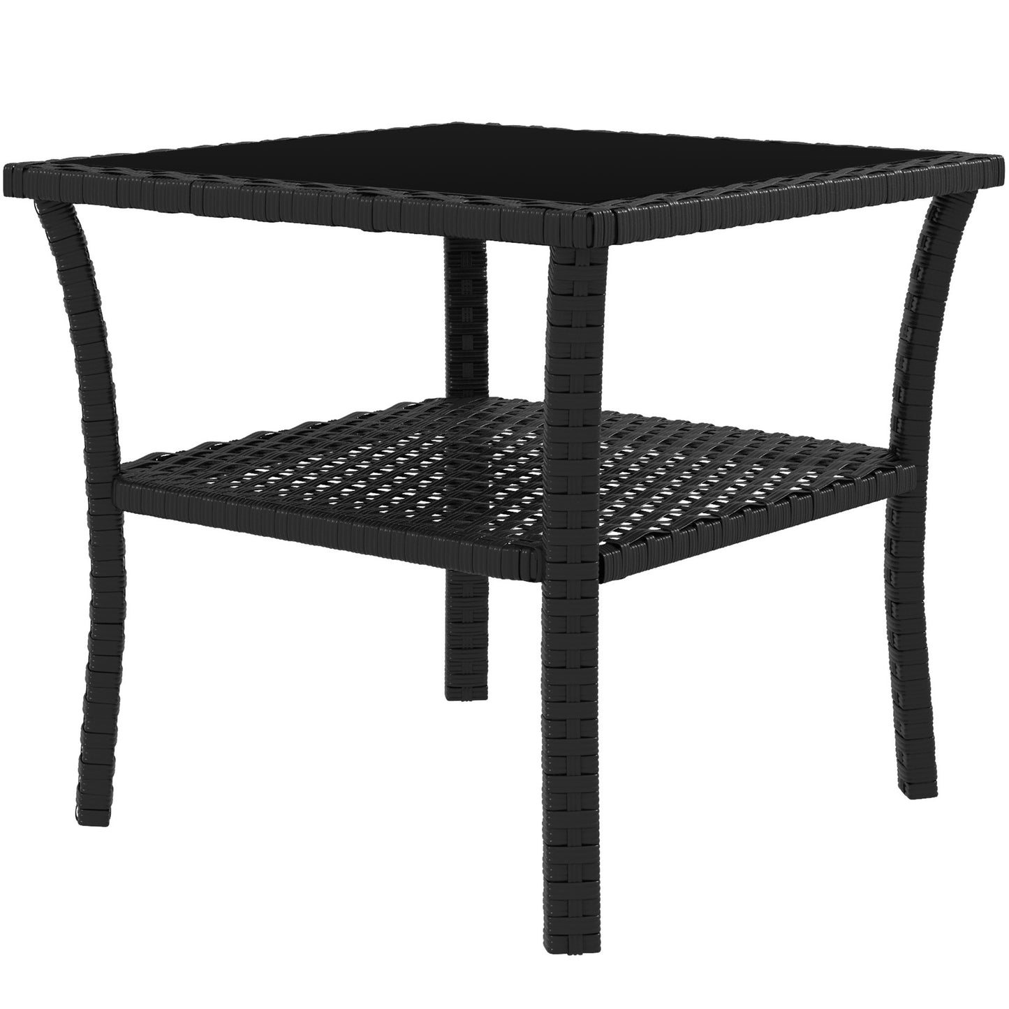 Keso Rattan Black 2 Tier Square Outdoor Coffee Table