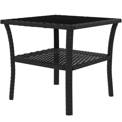 Keso Rattan Black 2 Tier Square Outdoor Coffee Table