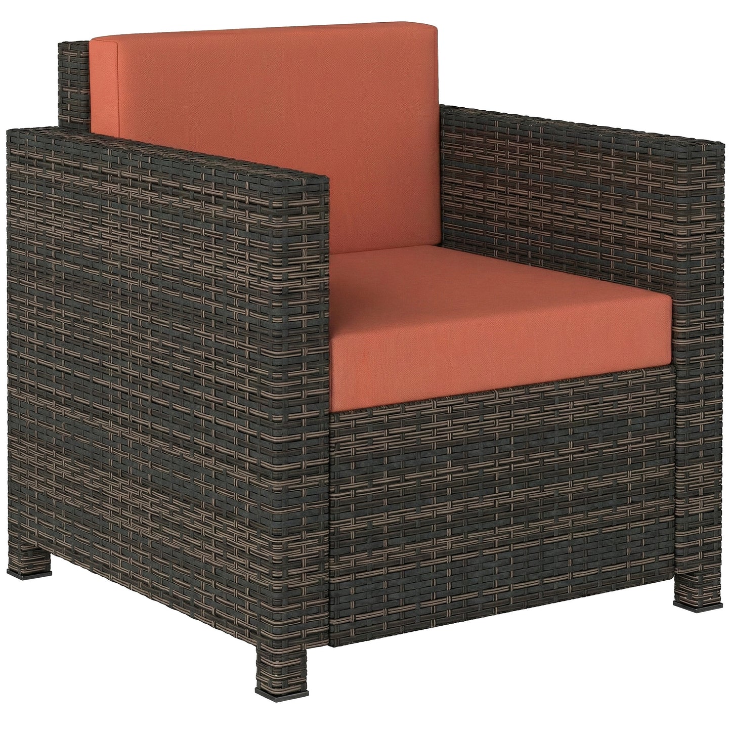 Noette Faux Rattan Brown And Orange Garden Armchair With Cushion
