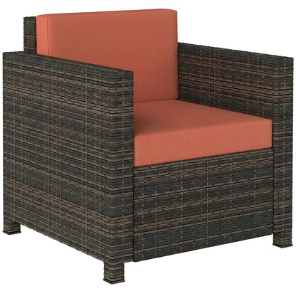 Noette Faux Rattan Brown And Orange Garden Armchair With Cushion